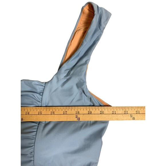 J.Crew Square Neck Bathing Suit Women’s Size 22 One Piece Ruching Blue BF179 New - Picture 4 of 10